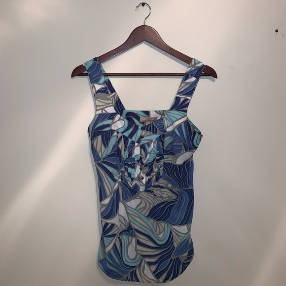 Banana Republic Blue & Gray Buttoned Blouse size 2 - Picture 3 of 9